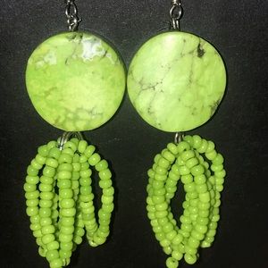 Green Pom Pom earrings